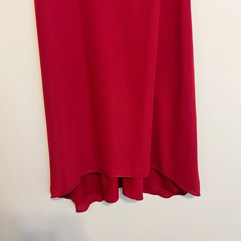2/$30 LOFT - Raspberry Short Sleeve Mid Length Dress with Flutter Sleeves Size 6 - Picture 4 of 7